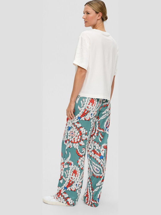 Women's Fabric Trousers Regular Fit Green