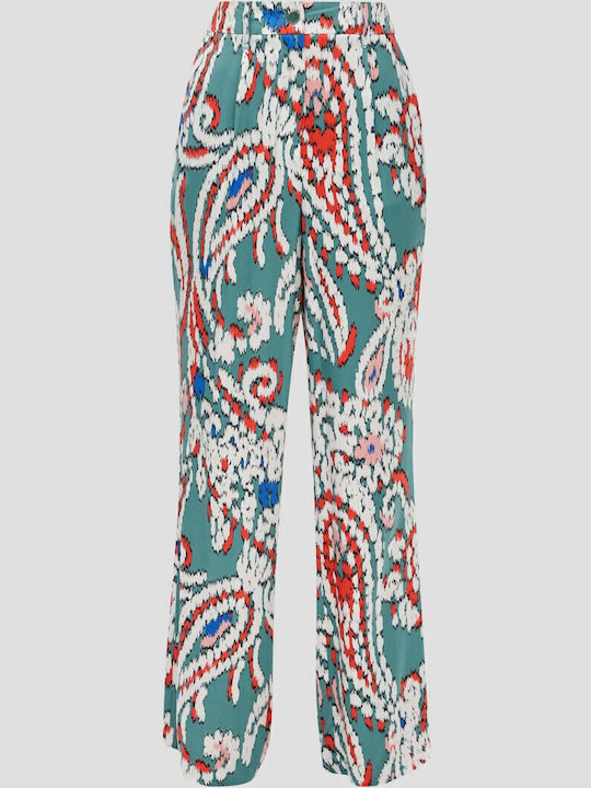 Women's Fabric Trousers Regular Fit Green