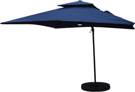 Professionelle Hängende Quadratische Garten- und Terrassen-Sonnenschirm Aluminium Blau 3x3m
