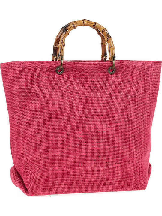 Verde Geantă De Plajă Din Wicker Fucsia