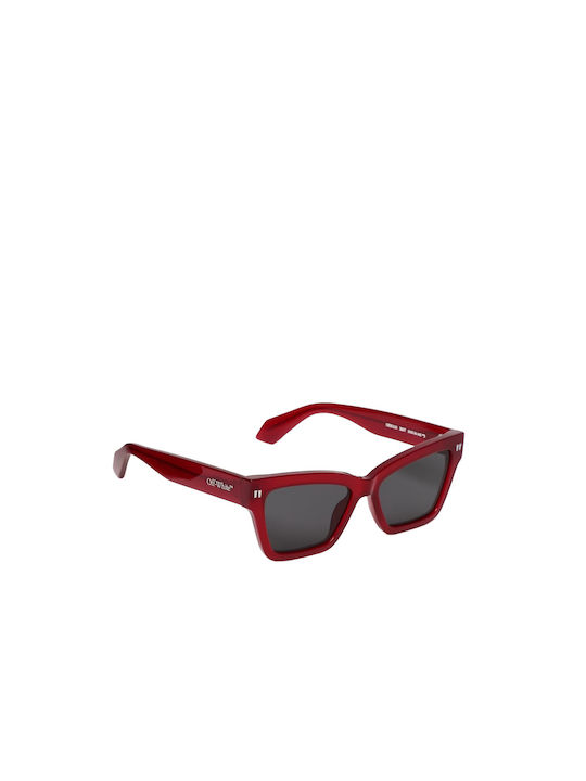 Off White Women's Sunglasses with Red Plastic Frame and Gray Lens OERI110 2807