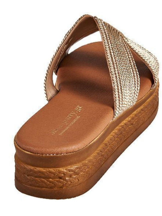 Γυναικεία Σανδάλια Flatforms Χρυσά