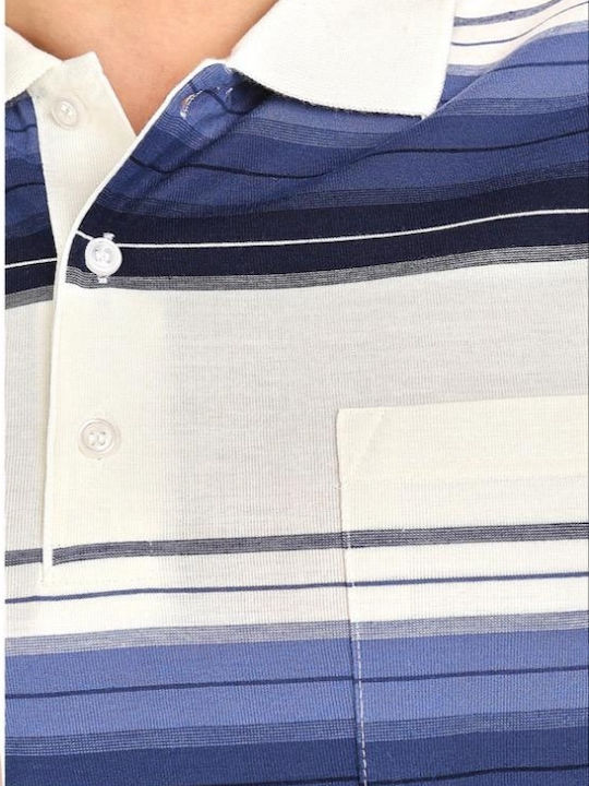 Color Colucci Bluza Bărbătească cu Mânecă Scurtă Polo White-blue-red