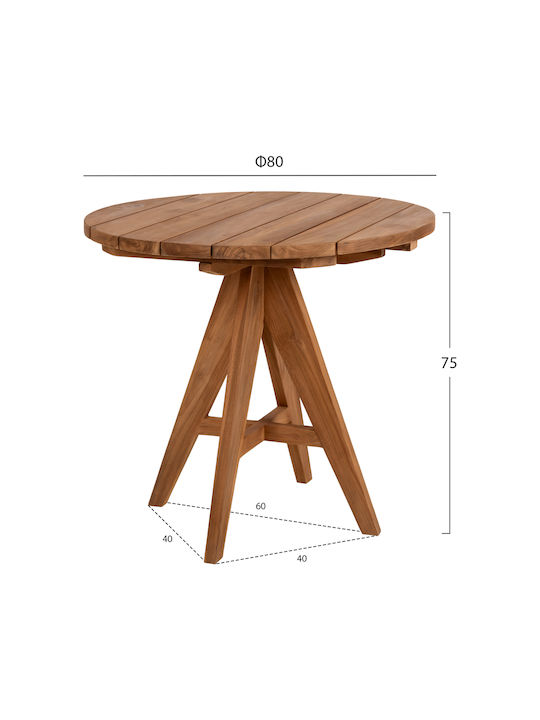 Rotund Masă din Lemn Masiv 80x80x75buc