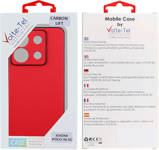 Volte-Tel Carbon Lift Back Cover Σιλικόνης Κόκκινο (Redmi Note 13 Pro 5G / Poco X6)