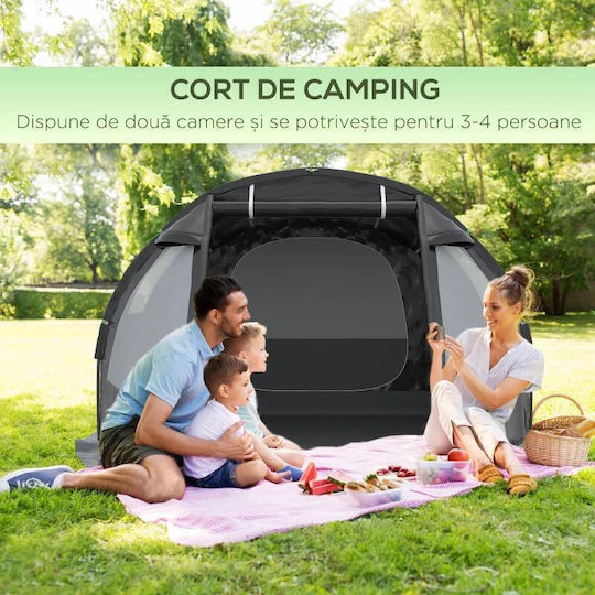 Campingzelt Tunnel Schwarz für 4 Personen 475x264x172cm