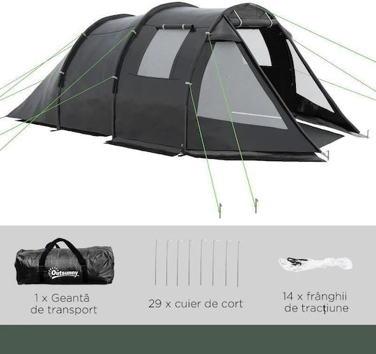 Campingzelt Tunnel Schwarz für 4 Personen 475x264x172cm