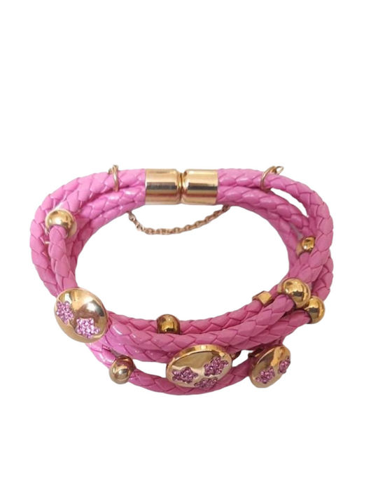 Women's bracelet with steel leather bracelet color ROZ Gold motif clasp magnet clasp HBS-101015