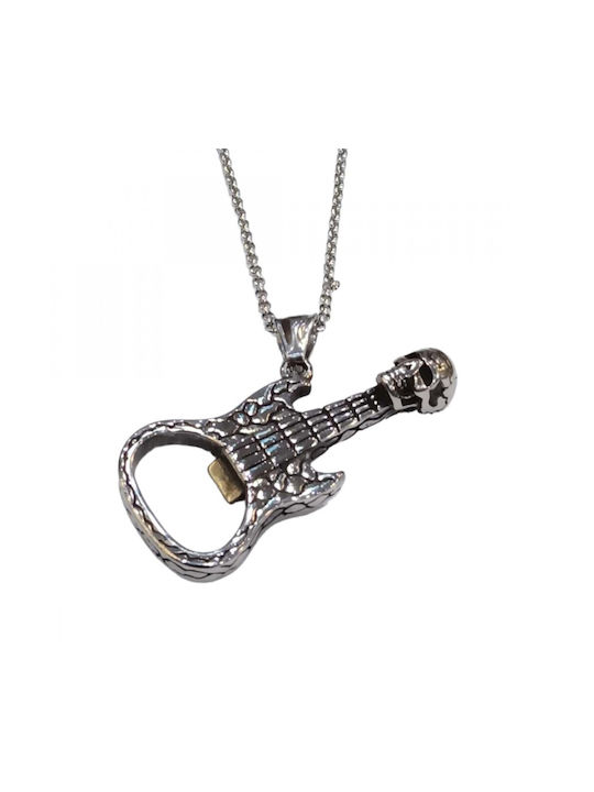 Necklace ONE electric guitar opener in silver color made of stainless steel JK-SP612