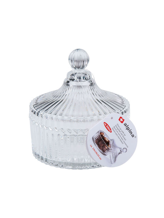 Alpina Vintage Glass Sweet Jar with Lid Transparent 14x14x14cm