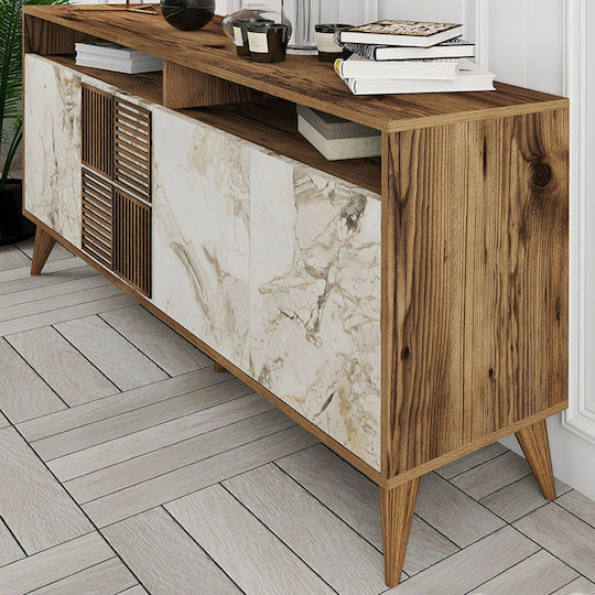 Мебели за съхранение Milan дървен Walnut - White 180x35x78.6см