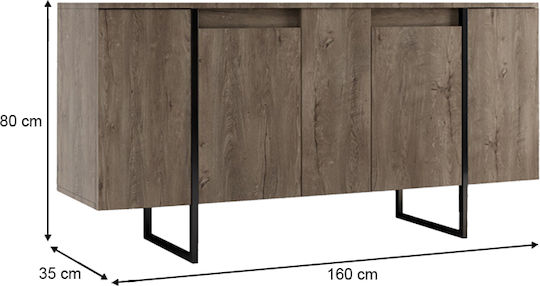 Μπουφές Luxe Ξύλινος Καρυδί 160x35x80cm