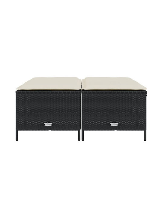 Garden Stool Cube Outdoor Rattan with Cushion Black 4 Pieces 50x48x36.5cm