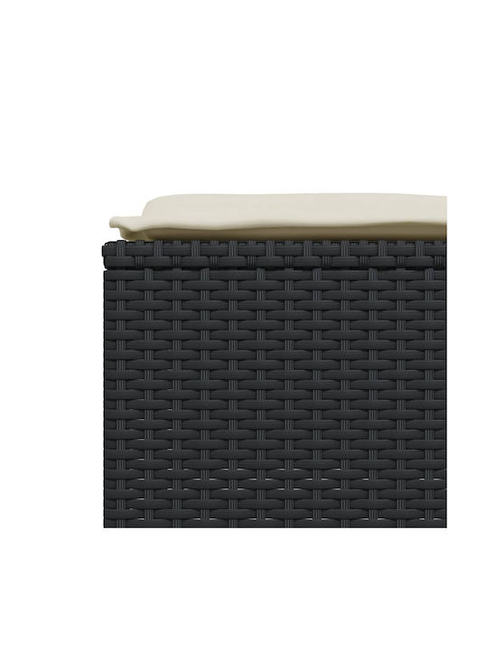 Garden Stool Cube Outdoor Rattan with Cushion Black 4 Pieces 50x48x36.5cm