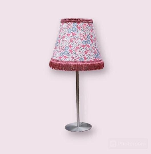 Oxygen Japanese Carnation Πορτατίφ για Ντουί E27 με Ροζ Καπέλο και Ασημί Βάση