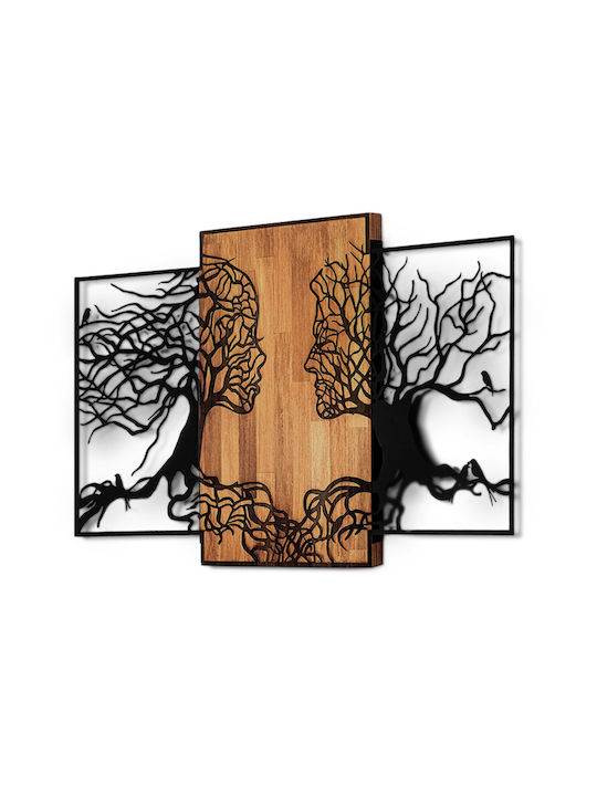 Megapap 3D Gemischte Kunst Baum Liebe Wanddekoration Schwarz aus Hölzernes 125x3x79cm