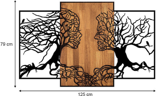 Megapap 3D Mixed Art Tree Love Black Wooden Wall Decor 125x3x79cm
