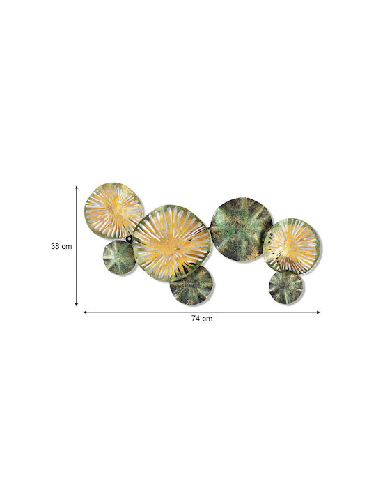 Megapap Decorative Geometric Element Flower Handmade Green Metallic 74x1.5x38cm