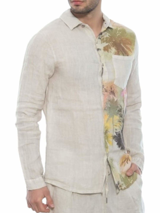 Cu mânecă lungă In Cămașă Floral Beige