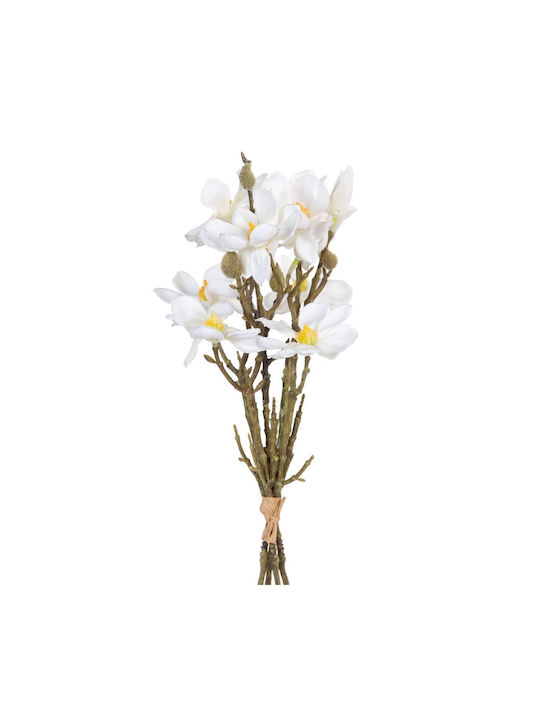 BigBuy Bouquet of Artificial Flowers Magnolia White 41cm 1pcs