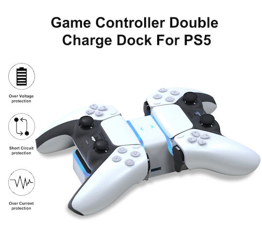 Suport De Încărcare Pentru 2 Controlere PS5 Alb