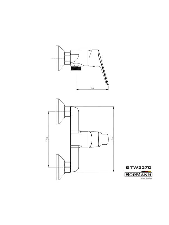 Bormann BTW3370 Mischung Bade- / Duscharmatur Badewanne Silber