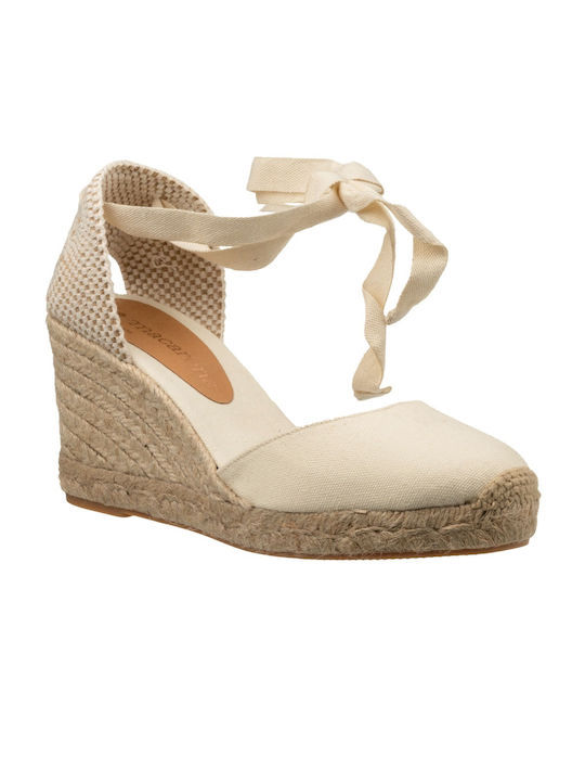 Macarena Women's Leather Platform Espadrilles Beige