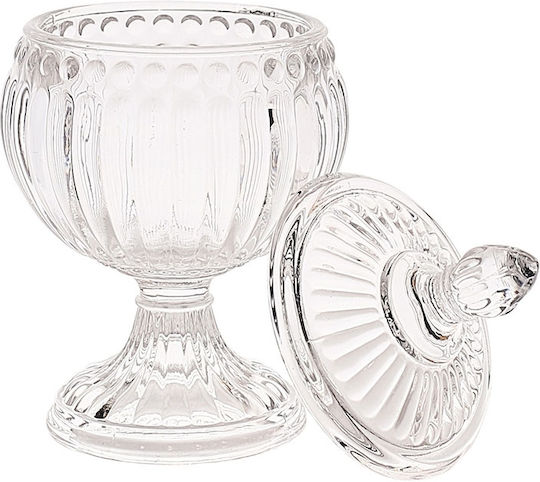 The Home Deco Factory Glass Sweet Jar with Lid Transparent 8x8x15cm