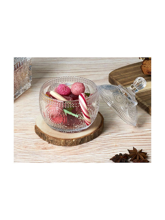 The Home Deco Factory Φοντανιέρα Γυάλινη με Καπάκι 9x9x12cm Διάφανη