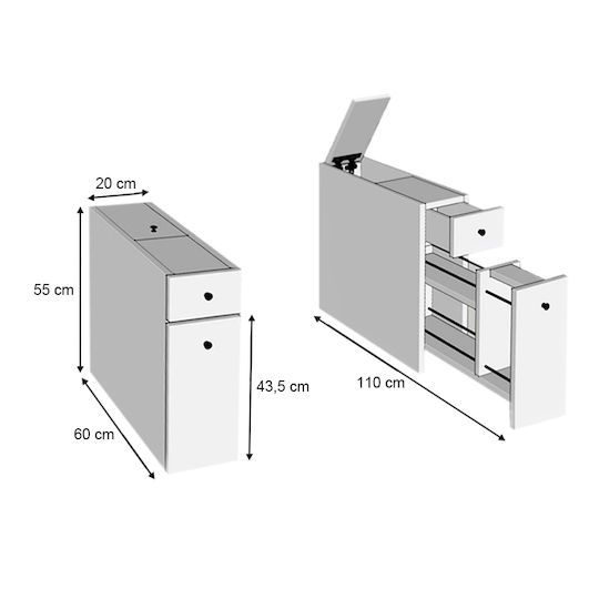 Megapap Calencia Bathroom Cabinet L20xW60xH55cm White