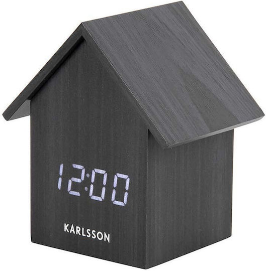 Karlsson Tabletop Digital Clock LED Wooden with Alarm Clock Black KA5932BK