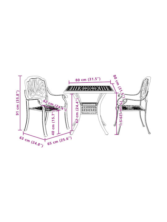 Garten- und Outdoor-Möbelsets für kleine Räume mit Sonnenschirmhalter Schwarz 3 Stück