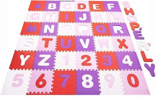 Springos Puzzle De Podea Educațional Pentru Copii Cu Scrisori Roz-Mov 36 Piese