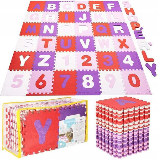 Springos Puzzle De Podea Educațional Pentru Copii Cu Scrisori Roz-Mov 36 Piese