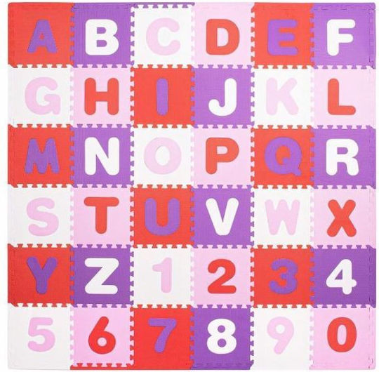 Springos Puzzle De Podea Educațional Pentru Copii Cu Scrisori Roz-Mov 36 Piese