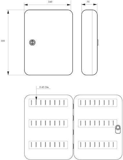 Inter Стенна Ключодържател Метална 45 Места със Заключване 30x8x24cm