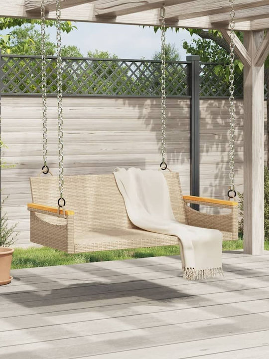 Rattan Swing Beige with 110kg Maximum Weight Capacity L109xW62xH40cm