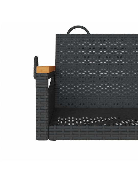 Rattan Swing Black with 110kg Maximum Weight Capacity L63xW62xH40cm
