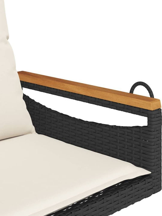 Rattan Swing Black with 110kg Maximum Weight Capacity L63xW62xH40cm