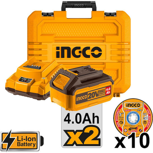 Ingco Grinder 115mm Battery Brushless 20V Solo