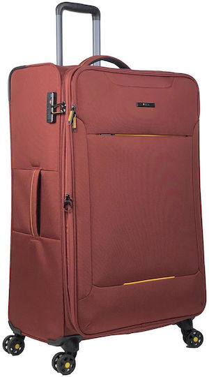 RCM Large Travel Suitcase Fabric Red with 4 Wheels Height 79cm