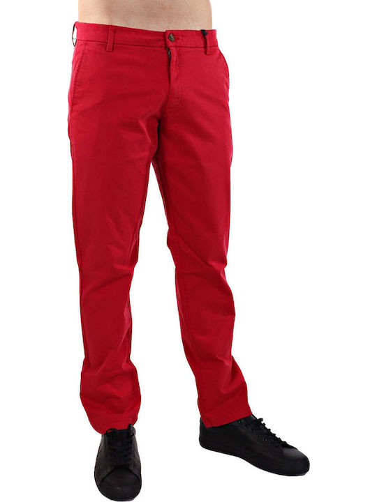 Pantaloni Chino Elastic cu Croială Normală Red