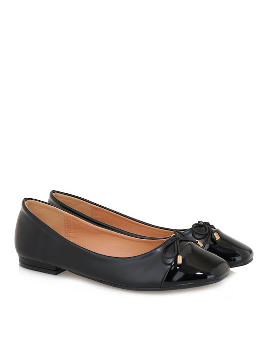 Exe Synthetic Leather Ballerinas Black