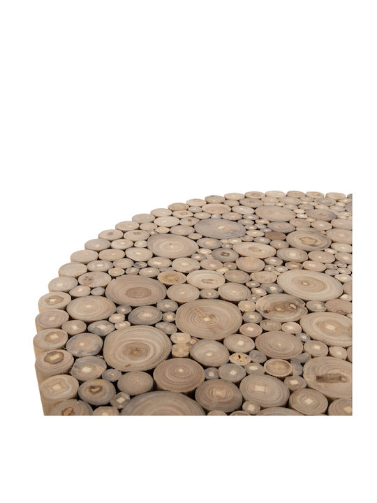 Round Central Coffee Table Cooter Made of Solid Wood Branches Teak-Natural W80xL80xH50cm