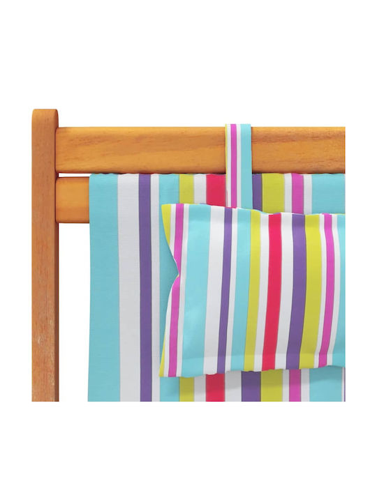 Deckchairs Wooden with Multicolour Fabric 2pcs 60x112x81cm