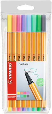 Point 88 Pastel Fineliner 8 Colors Stabilo Case