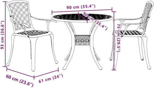 Garten- und Outdoor-Möbelsets 3 Stück Weiß mit Sonnenschirmhalter