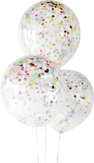 Set 5 Latex Balloons Zola Filled Confetti 33 Cm Transparent