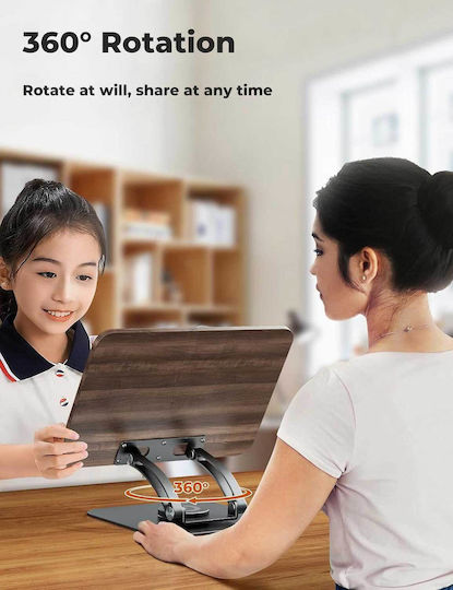 Tounee Rs03 Reading Stand Adjustable & Rotating 360° Stable Stand for Recipe Books, Music Notebooks, Art & Painting, and Tablet Side Clip Page Holder & Foldable Easy Storage Gray