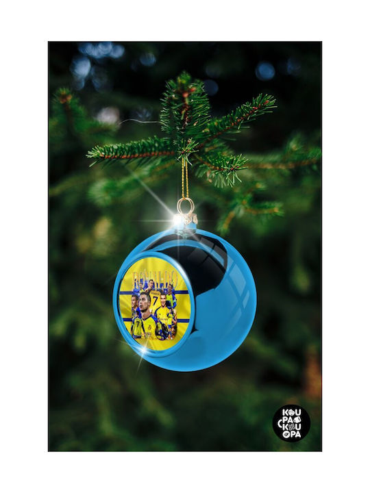 Ornament de brad de Crăciun Cristiano Ronaldo Al Nassr, albastru, 8cm